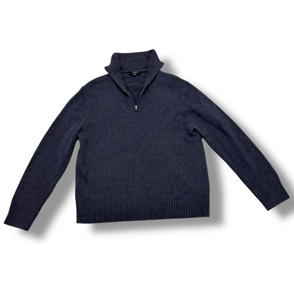 Vince Men’s Melange Quarter Zip Merino Wool Blend Sweater Dark Hyperion Size XL